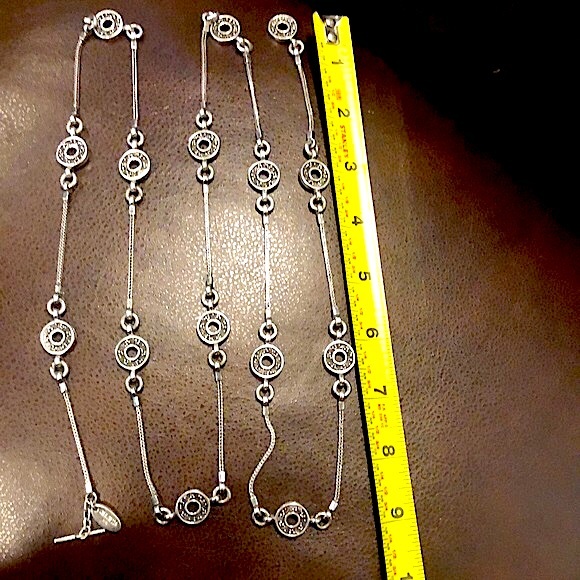 LOIS HILL Sterling Silver Granulated Station Byzantine Necklace Toggle Clasp - Picture 14 of 17